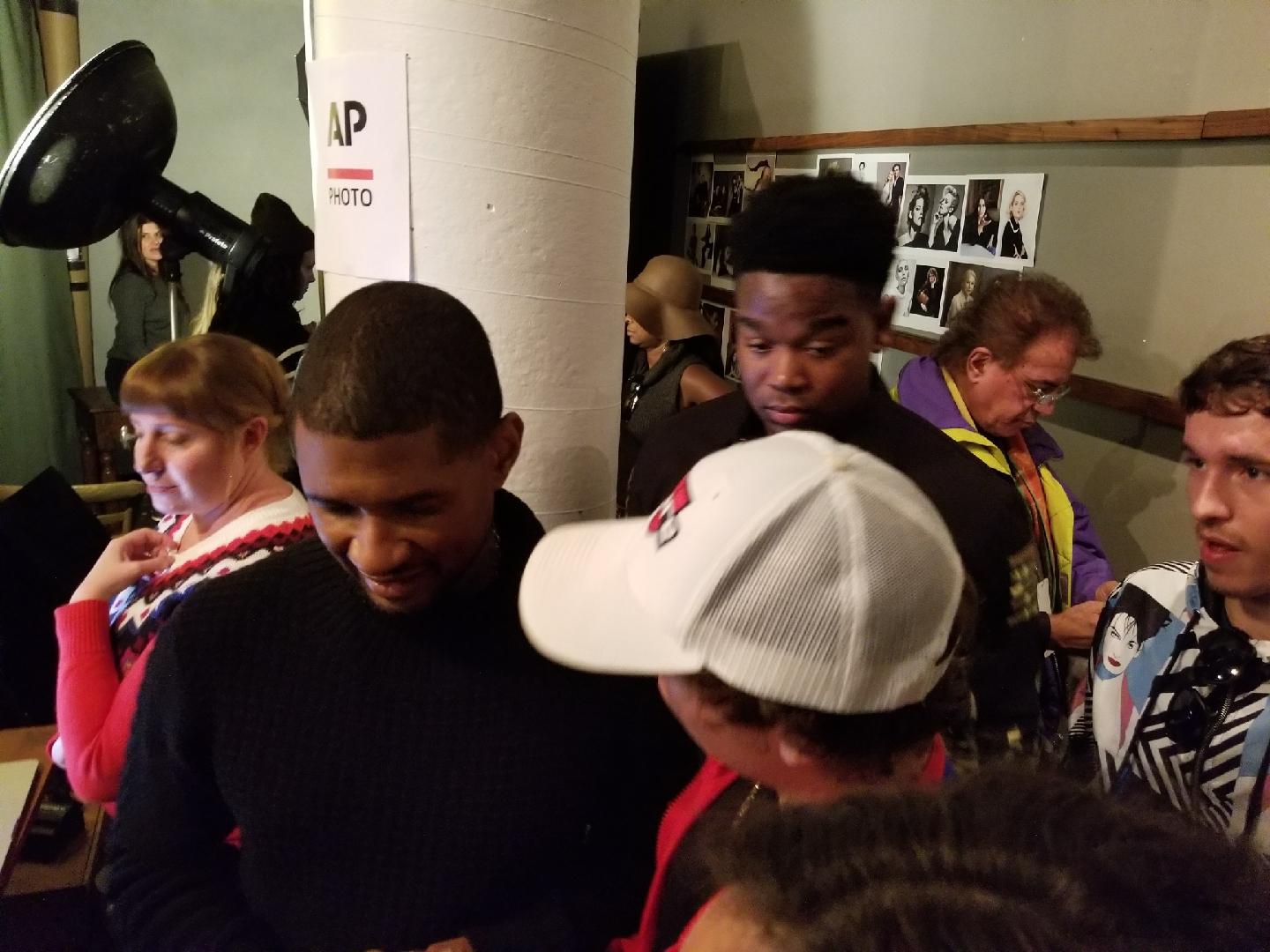 Coleton Pickett of 3Dimensional chatting with Grammy winner Usher at the Music Lodge during the 2018 Sundance Film Festival