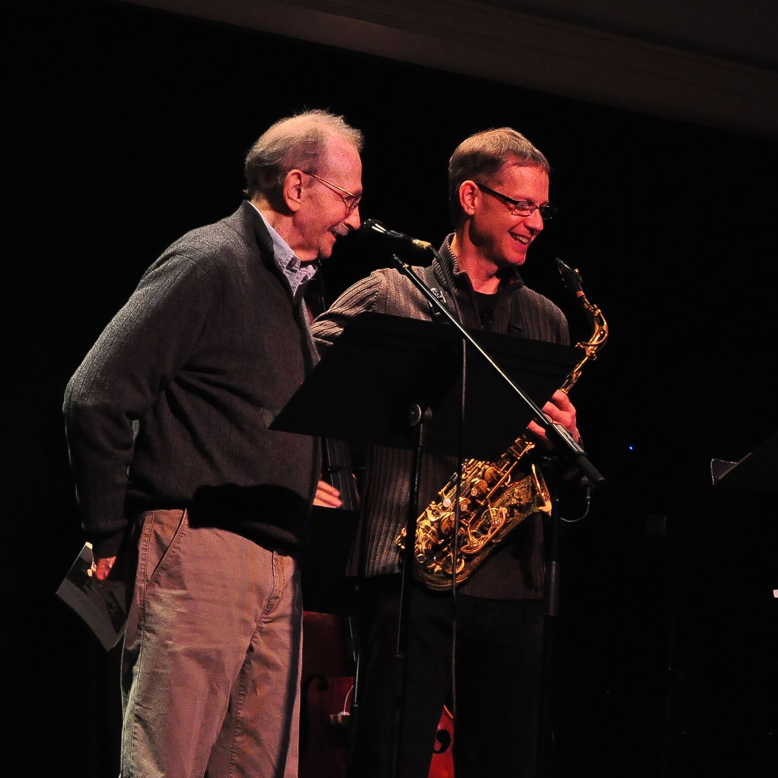 Poet Philip Levine and saxophonist/composer Benjamin Boone. (Photo: Joe Osejo)