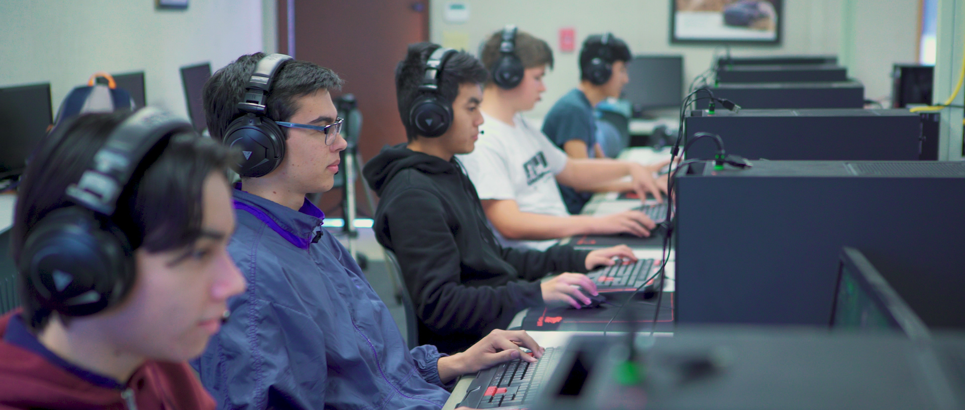 Practice session for a student team in the Orange County High School Esports League