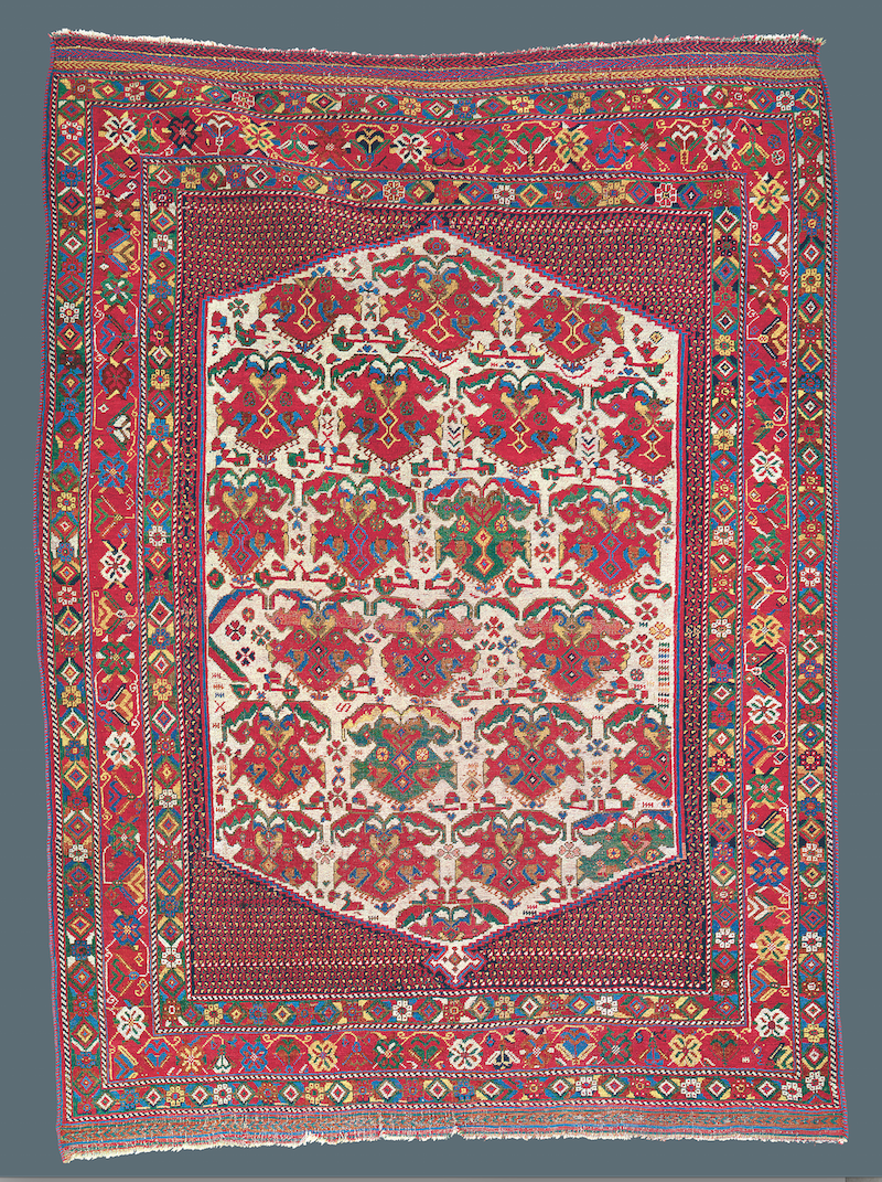 Ashfar Rug: Southwest Persia, Late 19th Century, 4' x 5'6"; Courtesy Peter Pap Oriental Rugs