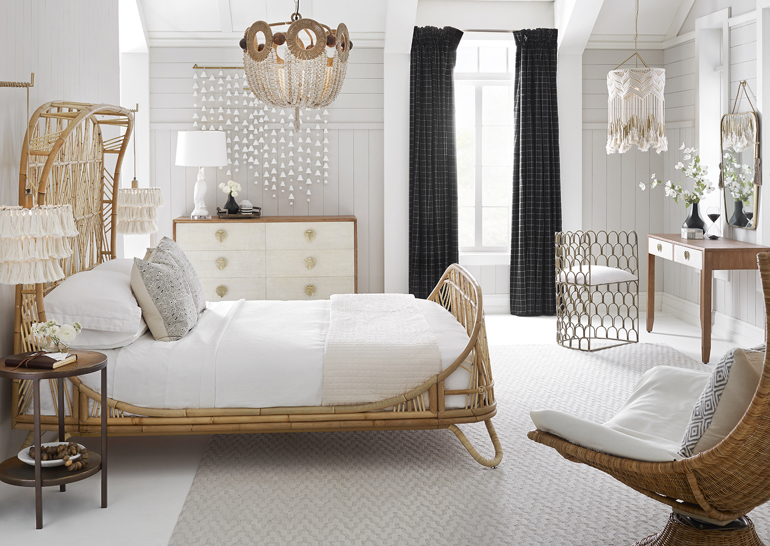 The Ara Bed paired with Justina Blakeney and Selamat home decor completes the bedroom.