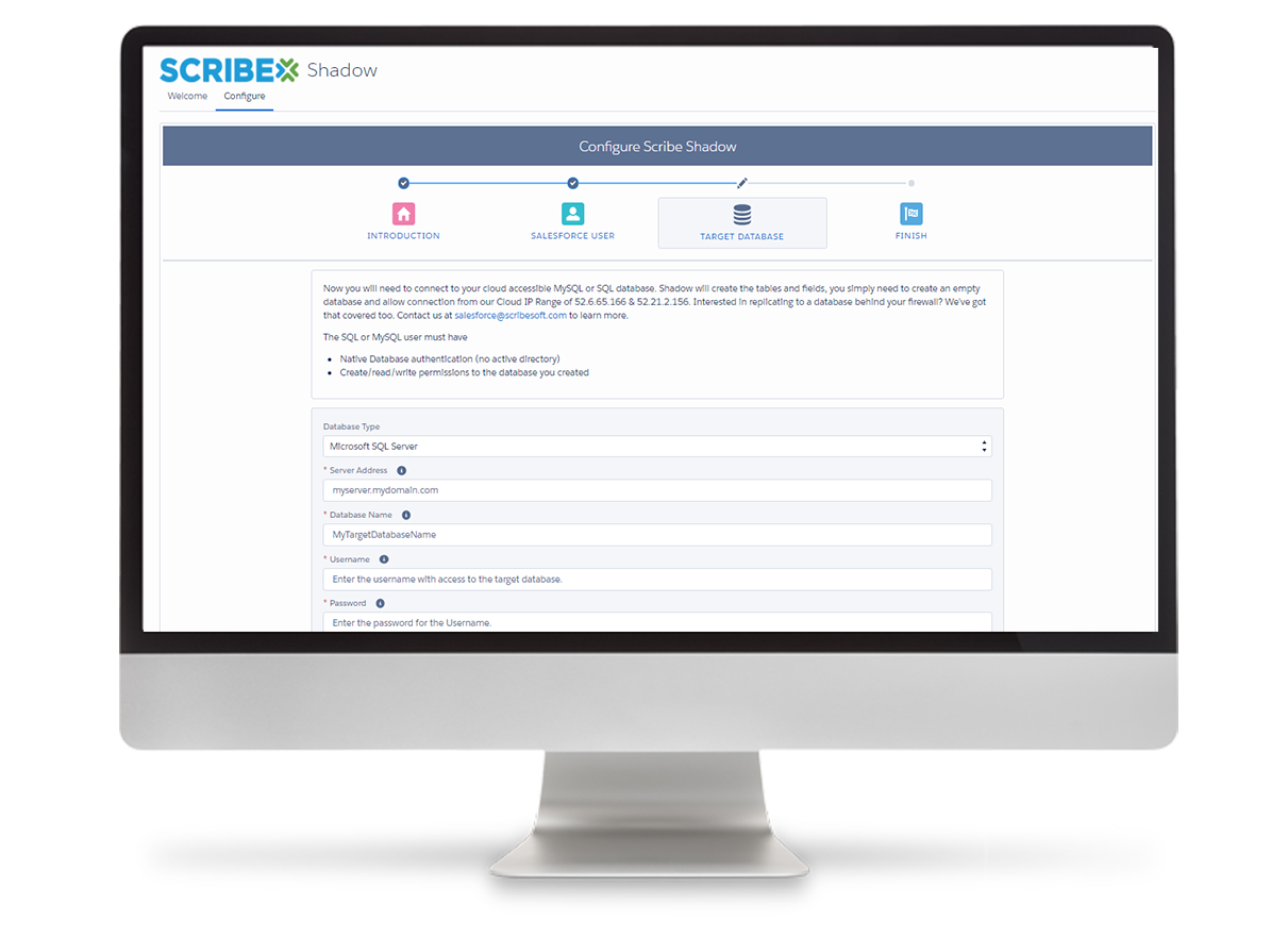 Scribe Shadow's UI for Salesforce Data Replication