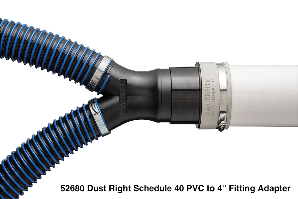 52680 Dust Right Schedule 40 PVC to 4'' Fitting Adapter