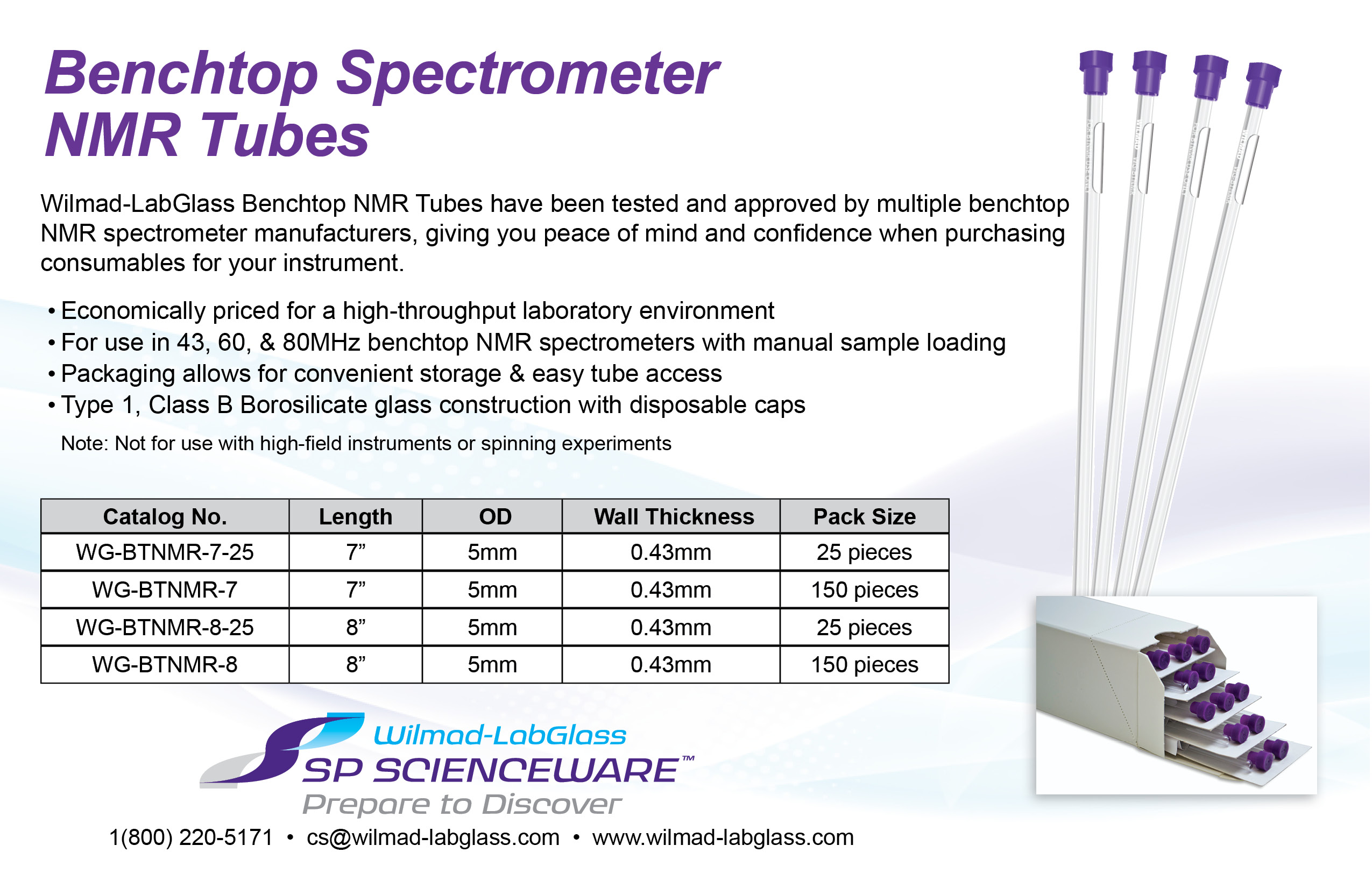 Benchtop Spectroscopy NMR Tubes