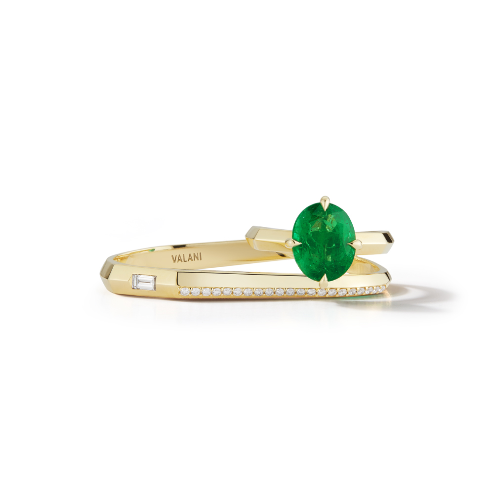 Ariou Emerald Two-Finger Ring by Valani. 18K Gold