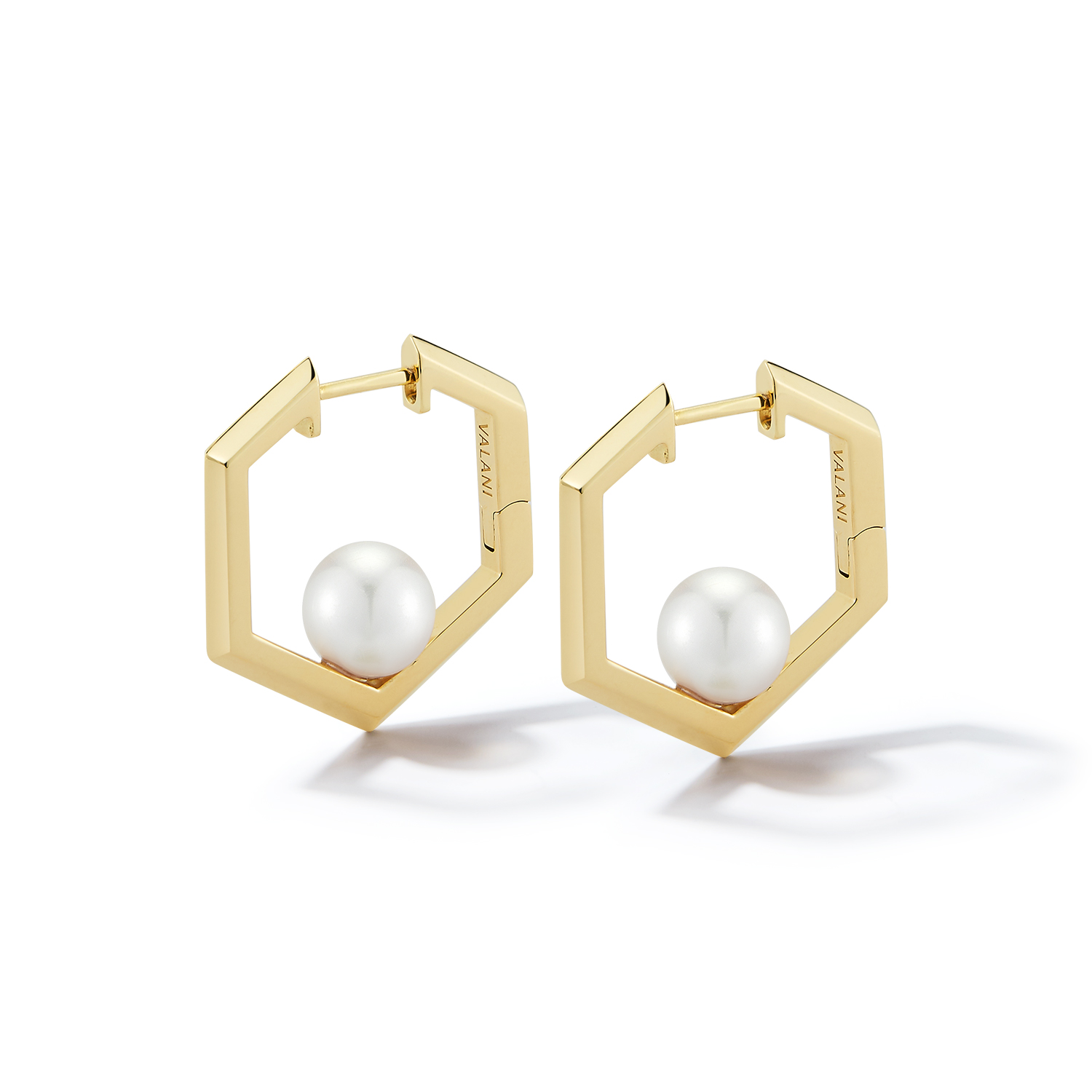 Kharis Hexa Pearl Earrings by Valani. 18K Gold Set with Japanese Akoya Pearls