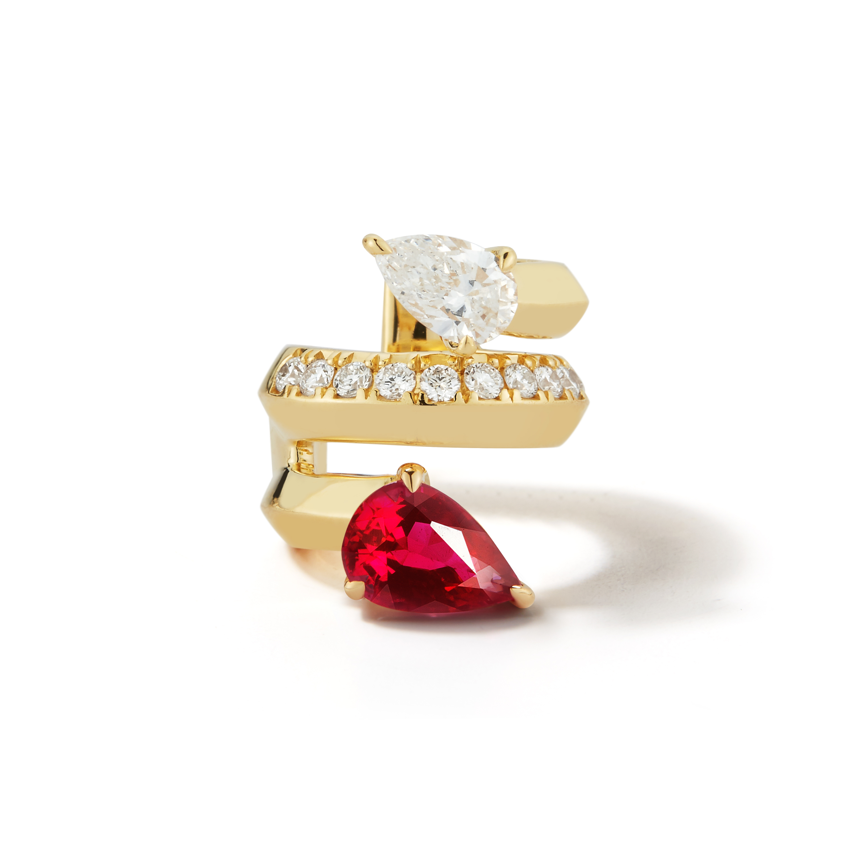 Rival Ruby Ear Cuff by Valani. 18K Gold