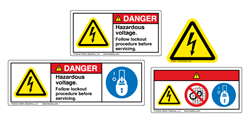 Examples of a few of the many best practice options for product safety label symbols and formats allowed by the ANSI and ISO standards