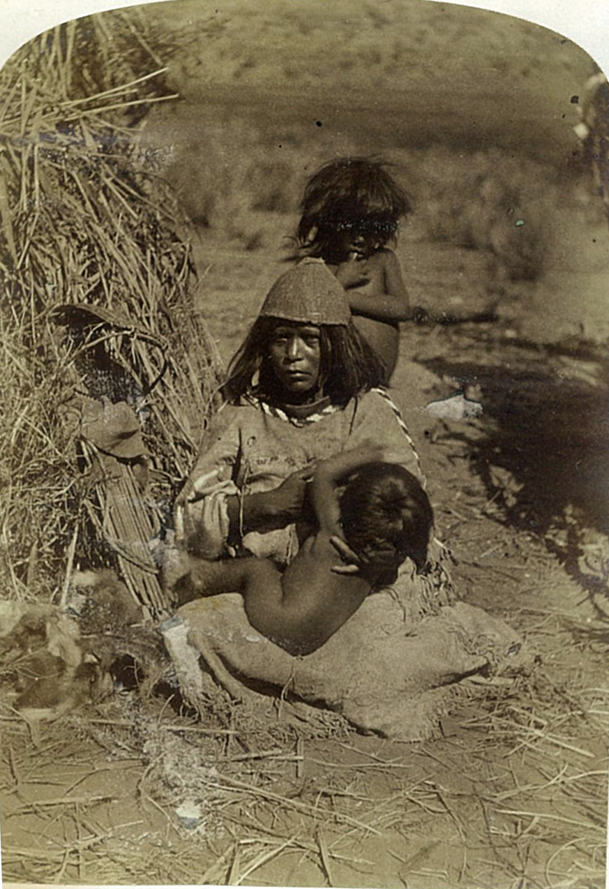 “The Mother”:  Photo taken by John Hillers (ca. 1872-1875), of a “Pai-ute” Indian mother and her child living on the Kaibab Plateau near Grand Canyon in Northern Arizona, (as originally described).