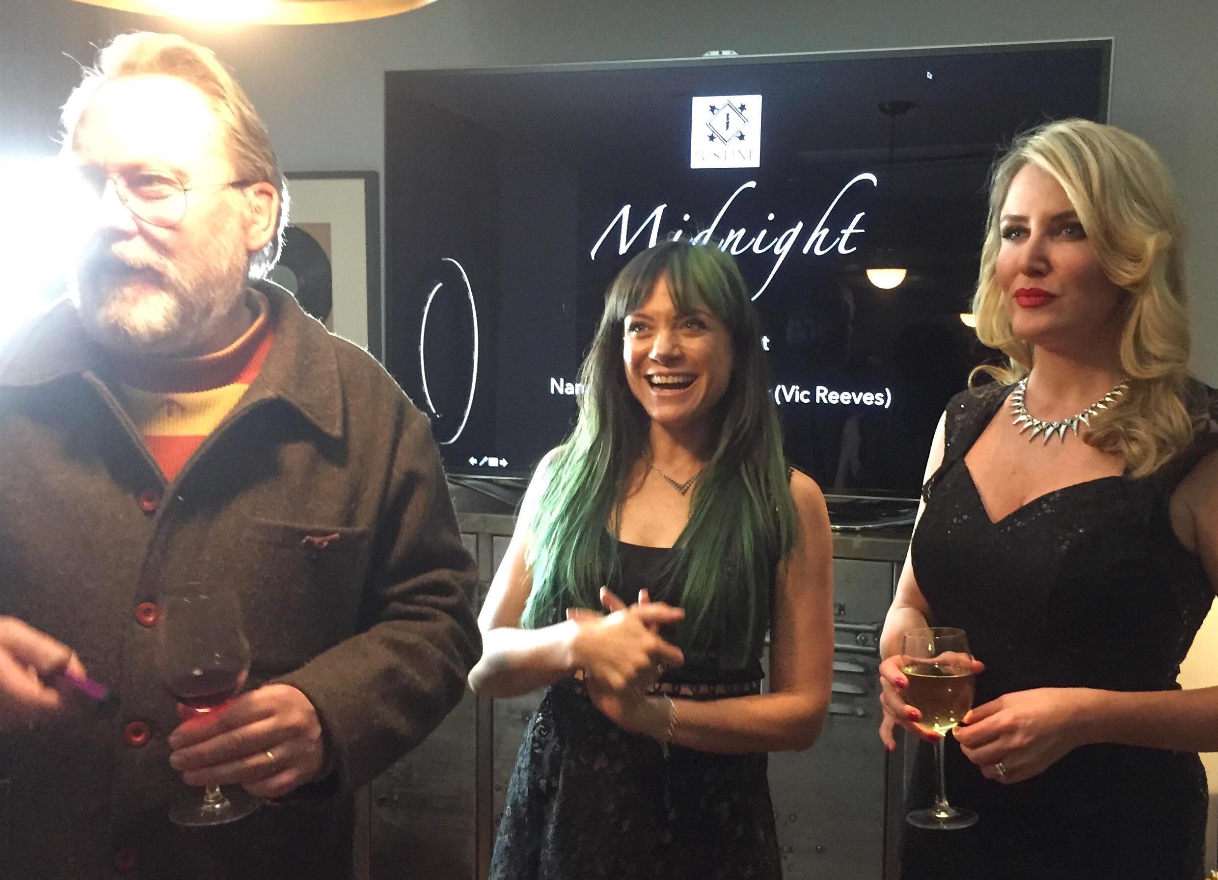 Actor/Artist/Comedian Jim Moir(Vic Reeves) with Model Nancy Sorrell and Justine Cullen