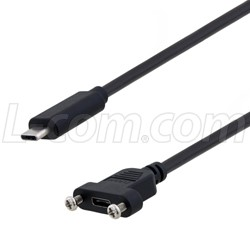 USB 2.0 Type-C Cables with Panel-Mount Connectors