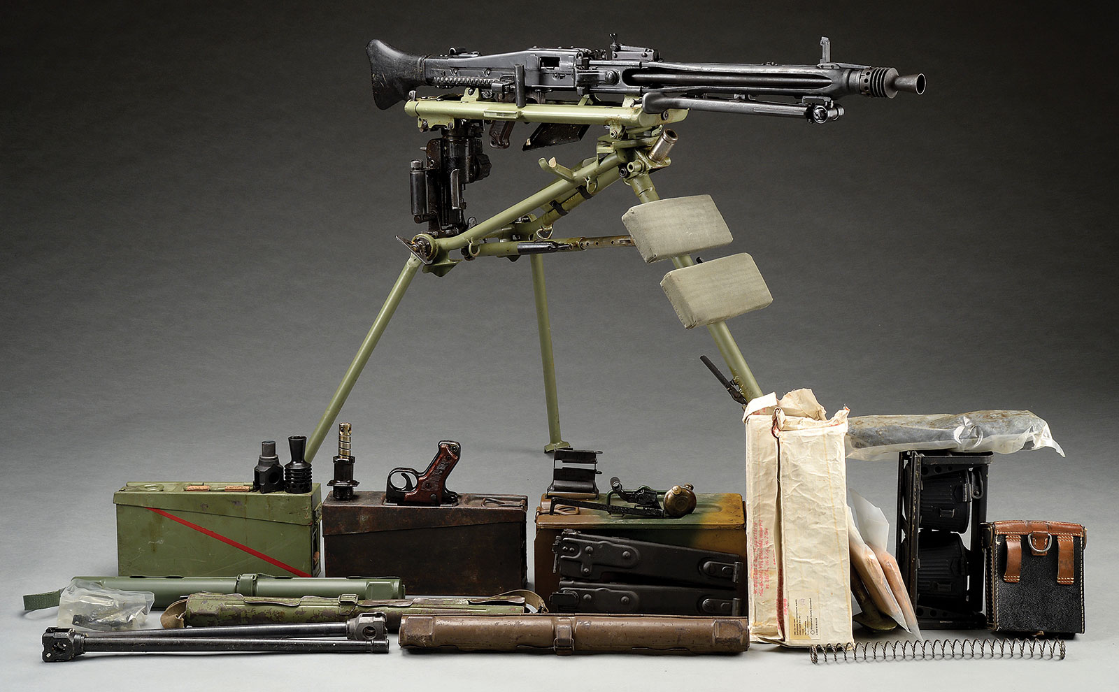 Mauser Manufactured WWII German MG42 Machine Gun on Lafette Mount with Accessories, estimated at $30,000-40,000.