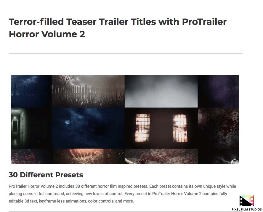 Pixel Film Studios Plugins - ProTrailer Horror Volume 2 - Final Cut Pro X