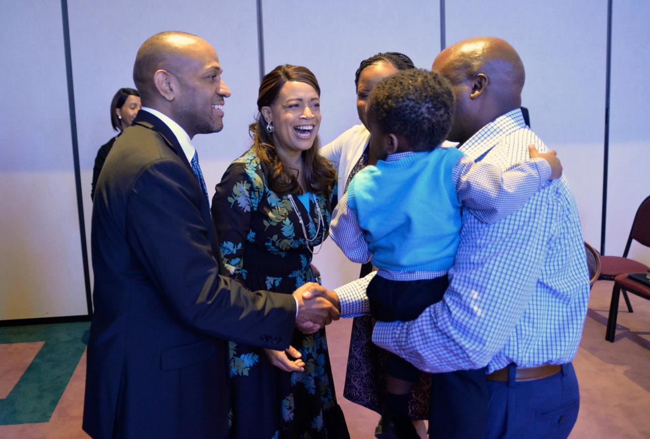 Bishop and Pastor Dukes Greeting Guests