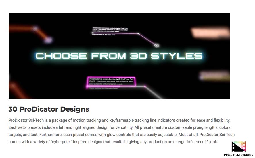 Pixel Film Studios Plugins - ProDicator Sci-Tech - Final Cut Pro X