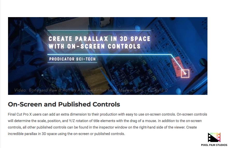 Pixel Film Studios Plugins - ProDicator Sci-Tech - Final Cut Pro X
