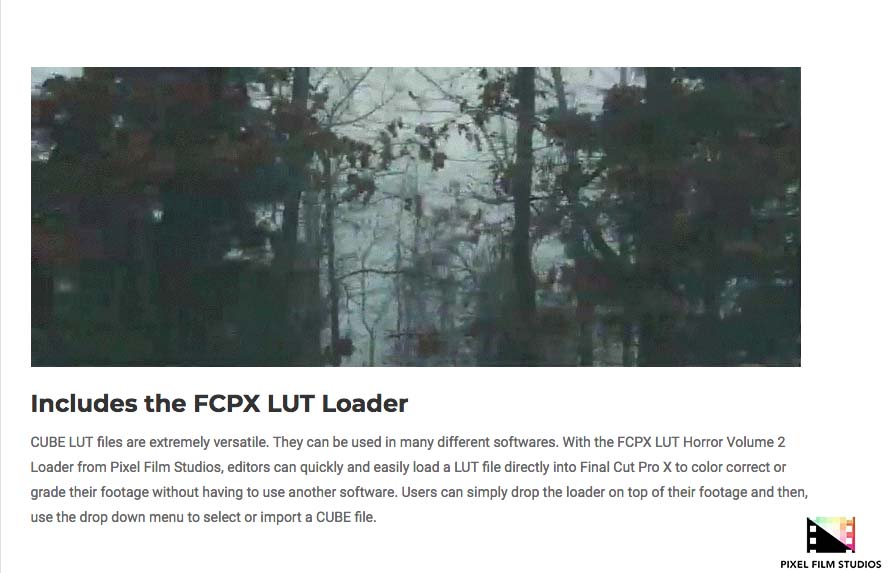 Pixel Film Studios Plugins - FCPX LUT Horror Volume 2 - Final Cut Pro X