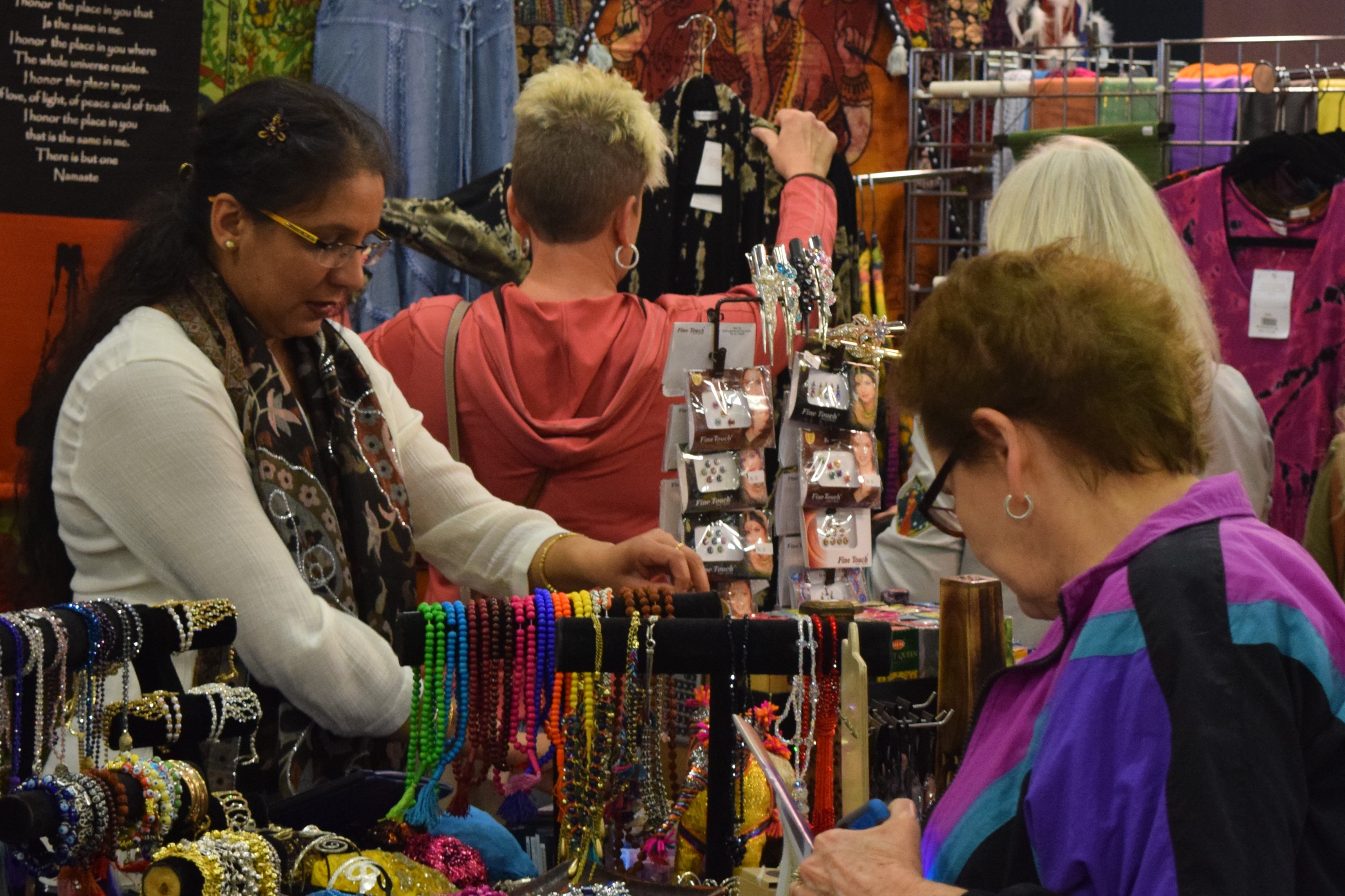Exotic, colorful clothing, scarves, jewelry and lighting make VOL a shopper's paradise.