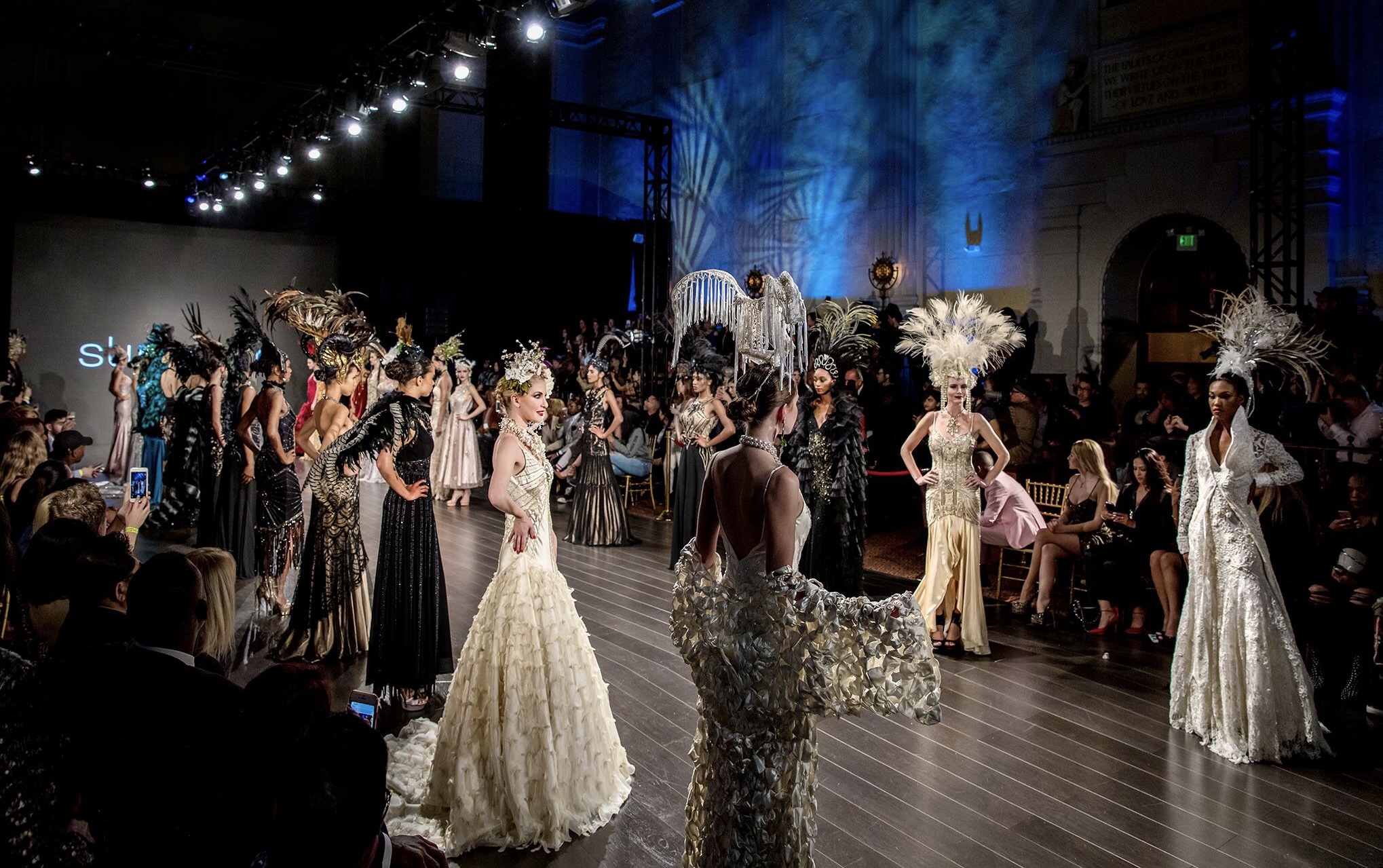 Sue Wong Runway Finale.   Photo by Sam Fu