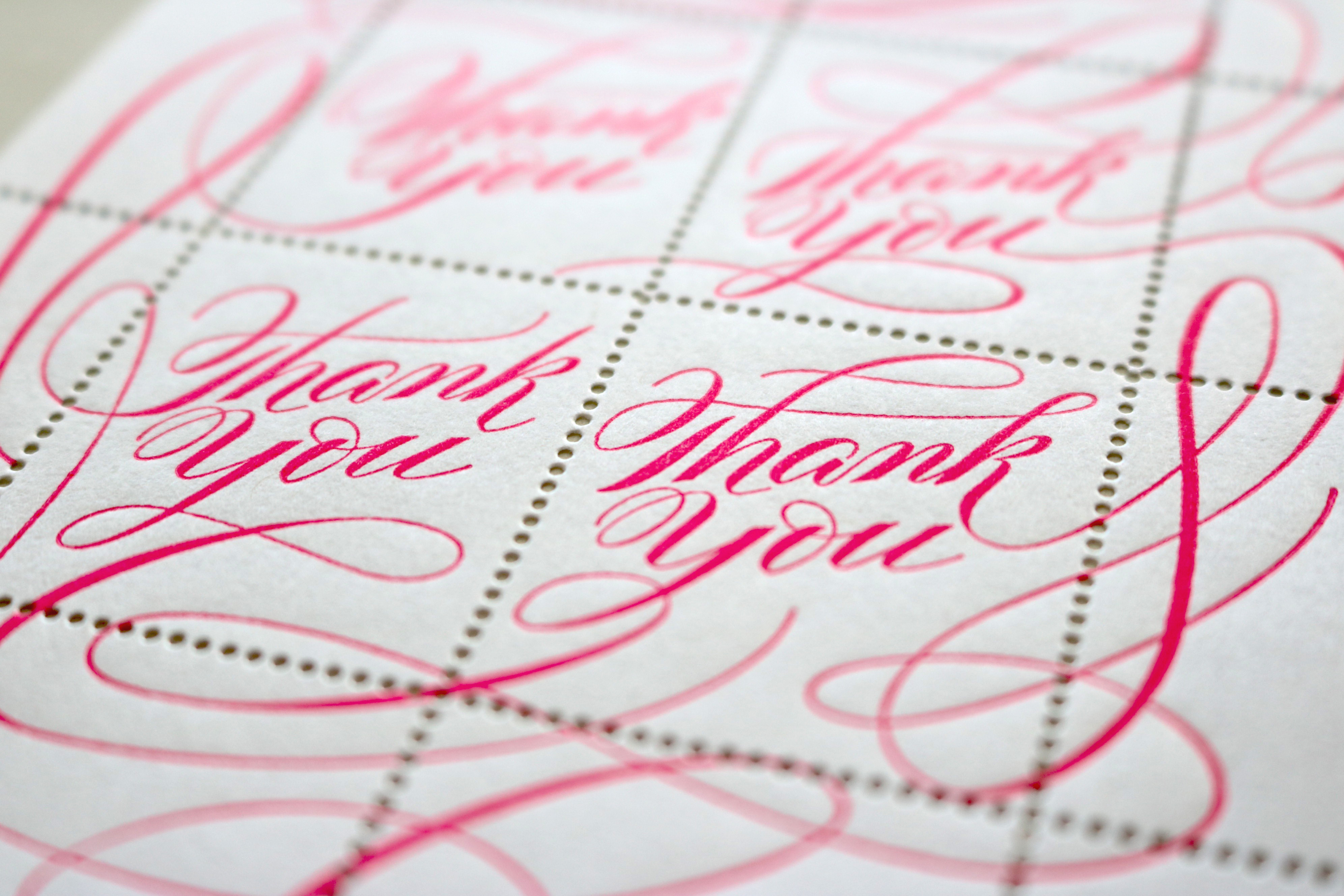 Custom letterpress Thank You stamps by The Portland Stamp Company