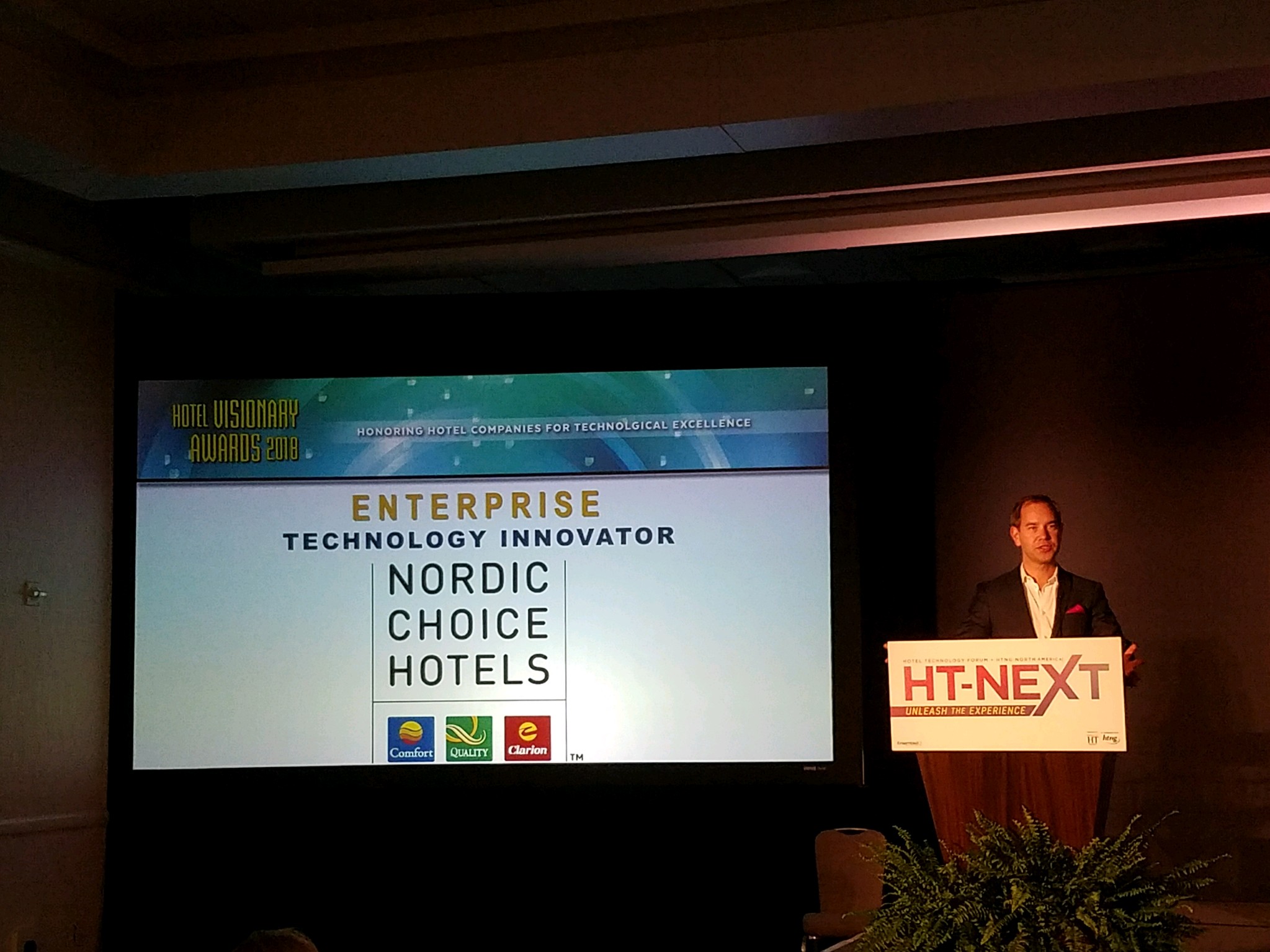 Christian 	Lundén, Director of Future Business accepts on behalf of Nordic Choice Hotels