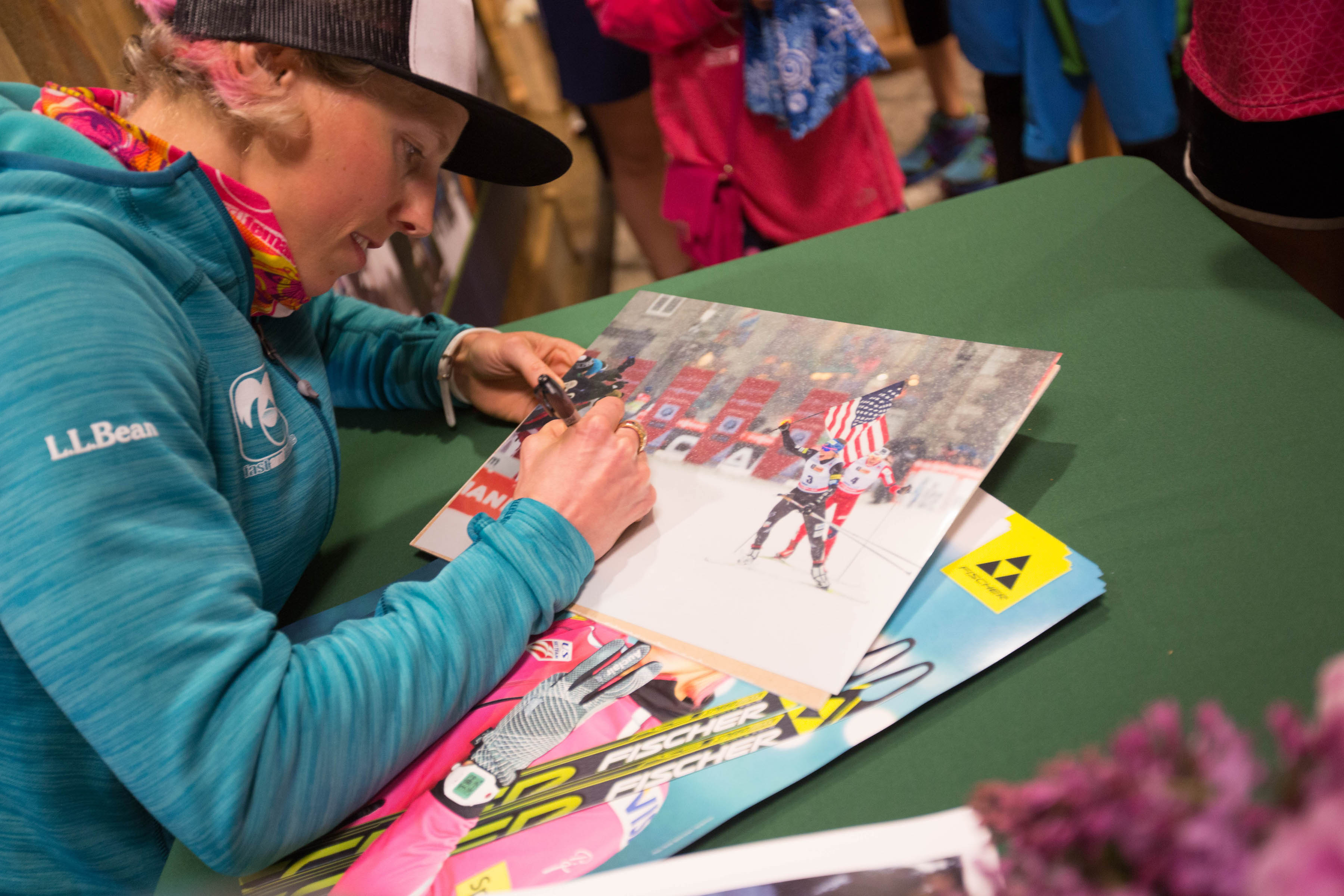 Kikkan Randall signs autographs at L.L.Bean in Freeport