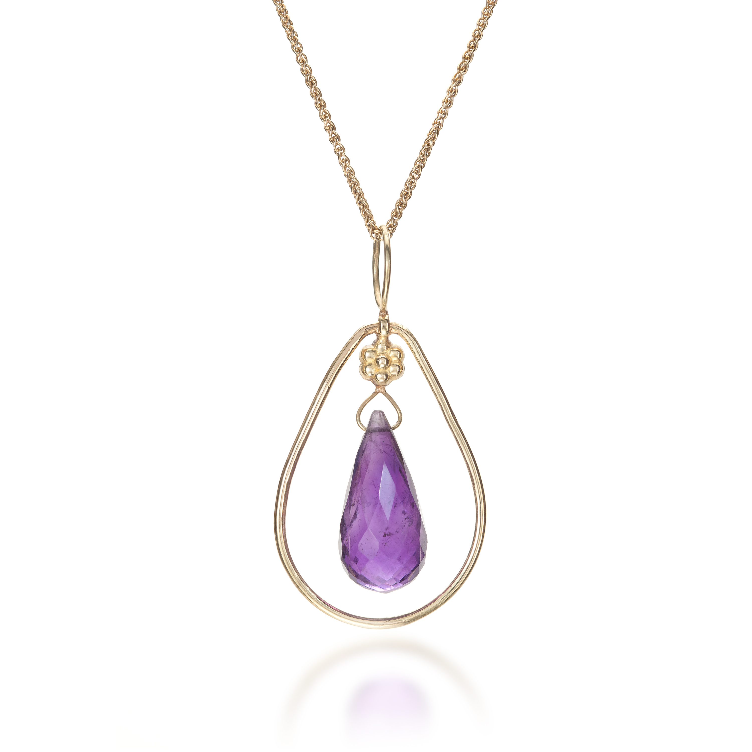 Amethyst Briolette Necklace in 18K Yellow Gold, by Christina Malle