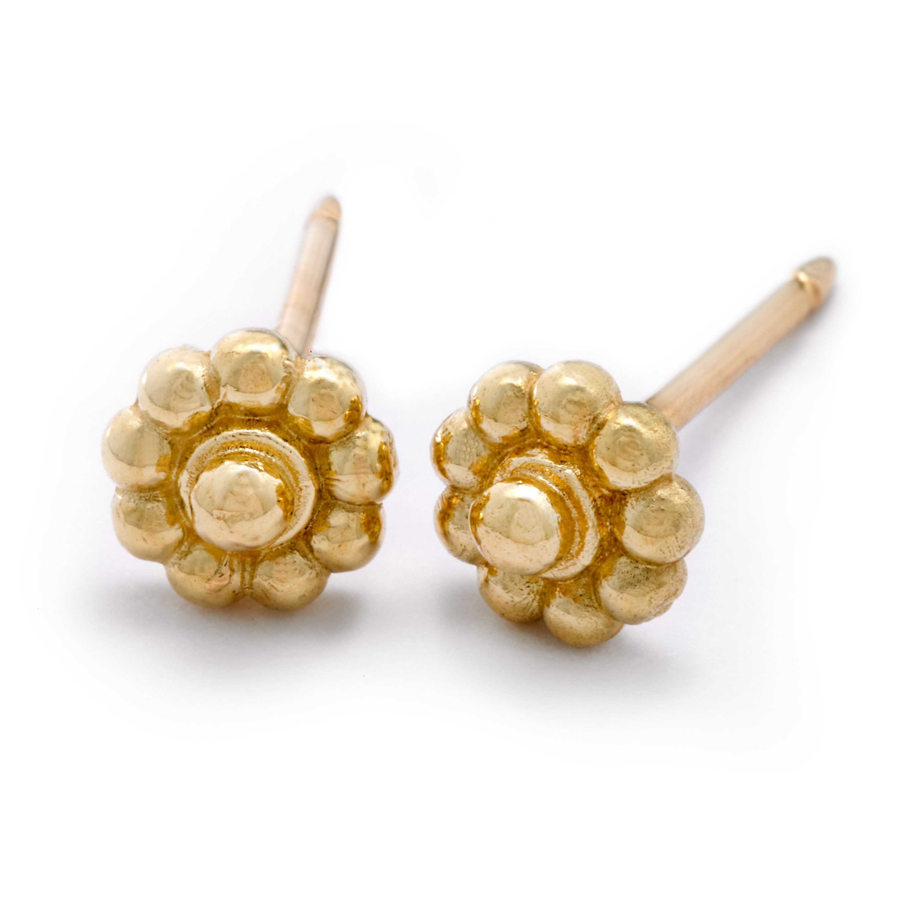 Rosette Studs in 18K Yellow Gold, by Christine Malle. Featured in Pure Earth Auction