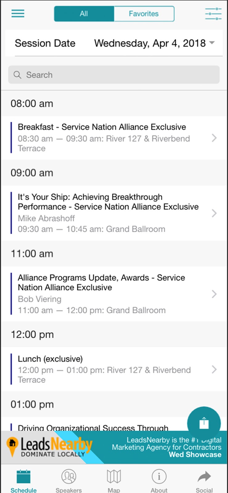 The Spring 2018 International Roundtable App has a Schedule Feature