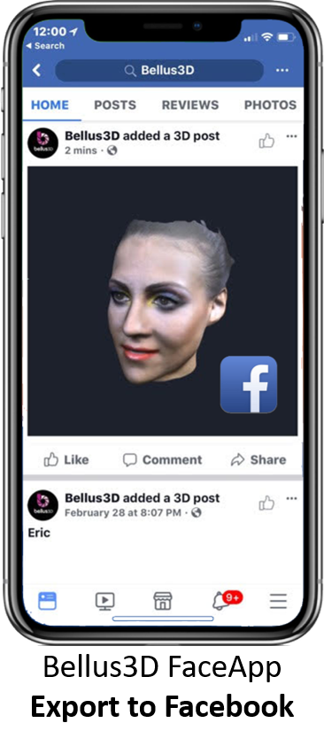 Bellus3D FaceApp Post to Facebook