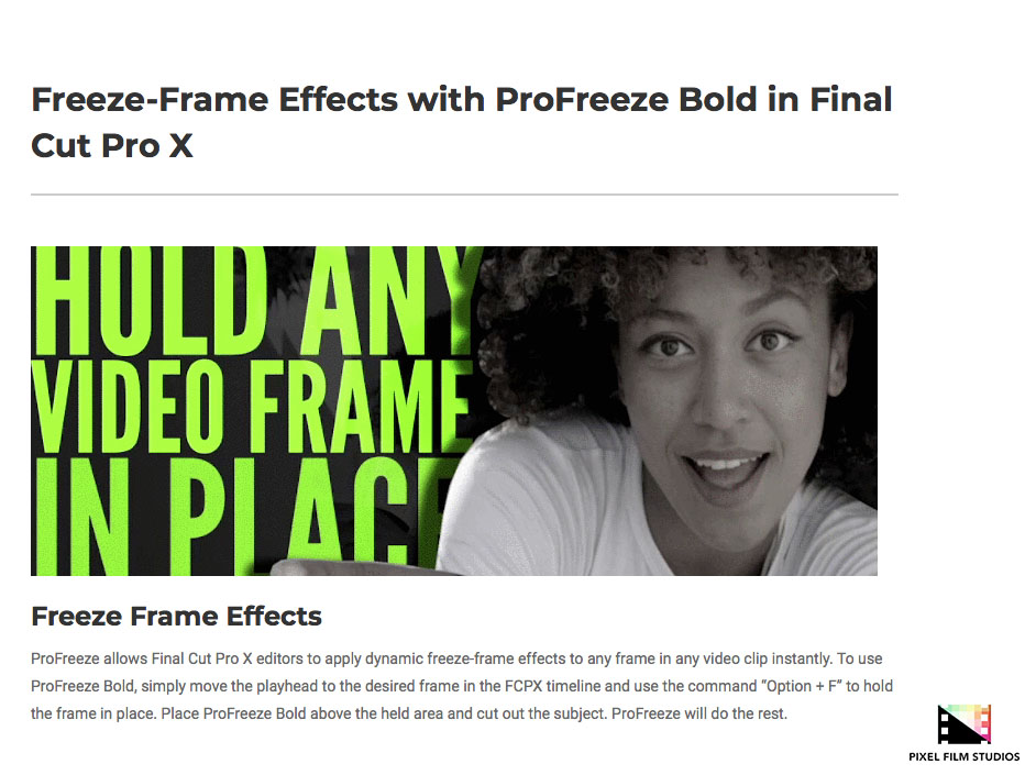 Pixel Film Studios - ProFreeze Bold - FCPX Plugins