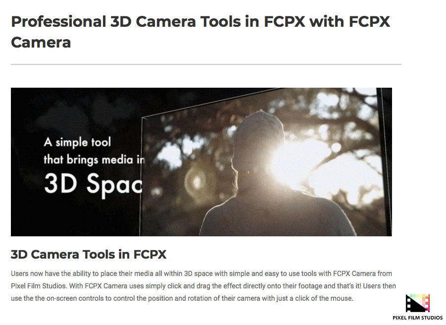 Pixel Film Studios - FCPX Camera - FCPX Plugins