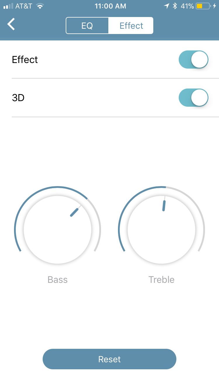 The headsets have dedicated iOS and Android apps. Users can adjust DSP settings (six-band graphic equalizer, psychoacoustic bass and treble enhancements, 3D sound effects) to their preferences.