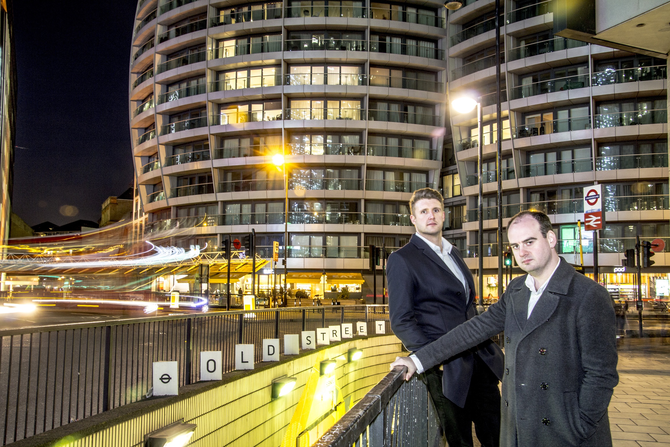 Rob Dumbleton and Chris Llotd outside Old Street Station