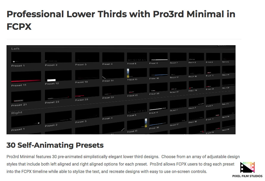 Pixel Film Studios - Pro3rd Minimal - FCPX Plugins