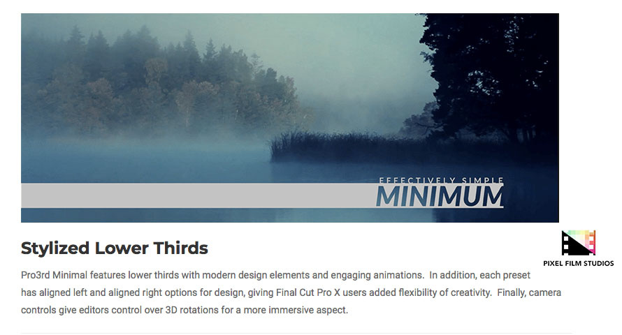 Pixel Film Studios - Pro3rd Minimal - FCPX Plugins