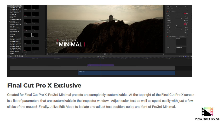 Pixel Film Studios - Pro3rd Minimal - FCPX Plugins