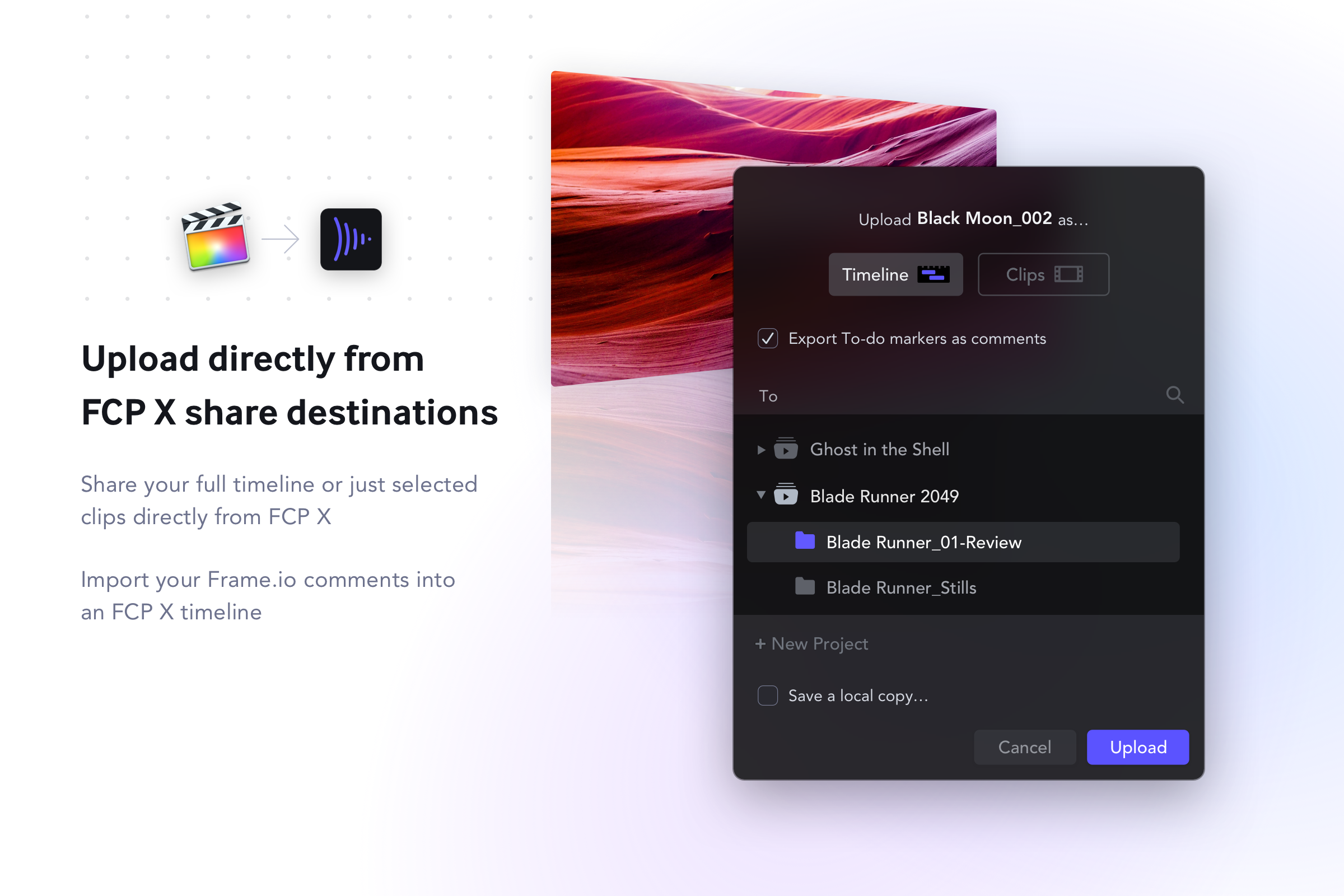 Upload directly from FCP X share destinations.