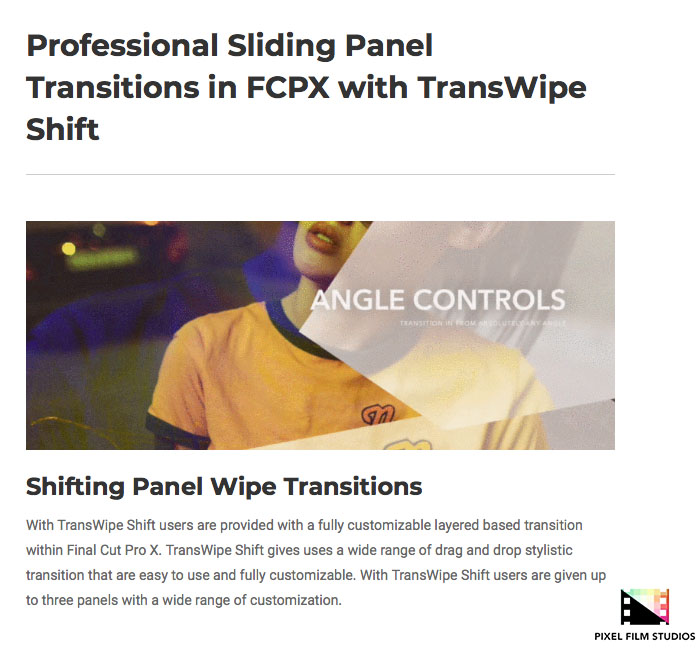 Pixel Film Studios - TransWipe Shift - FCPX Plugins