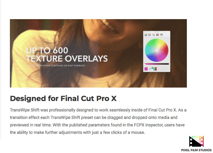 Pixel Film Studios - TransWipe Shift - FCPX Plugins