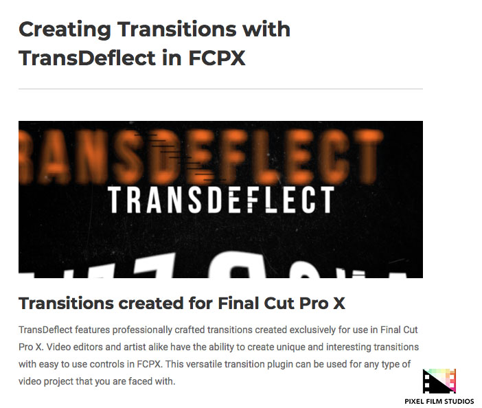 Pixel Film Studios - TransDeflect - FCPX Plugins
