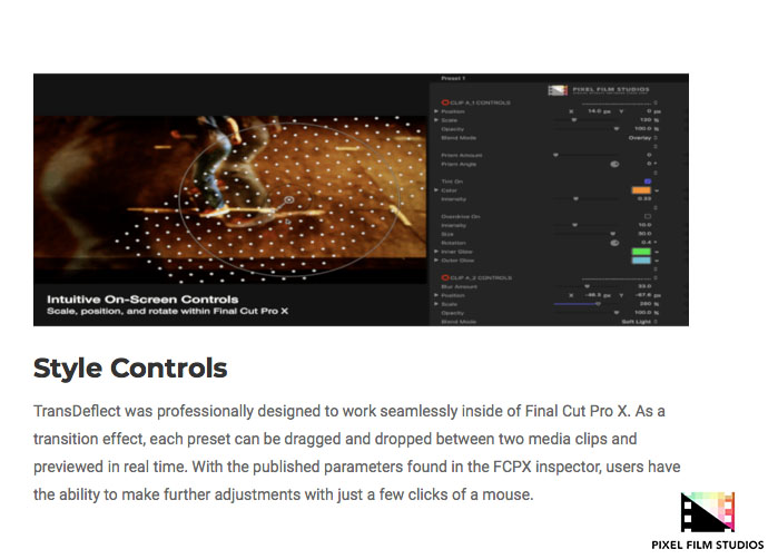 Pixel Film Studios - TransDeflect - FCPX Plugins