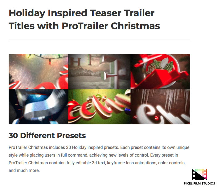 Pixel Film Studios - ProTrailer Christmas - FCPX Plugins