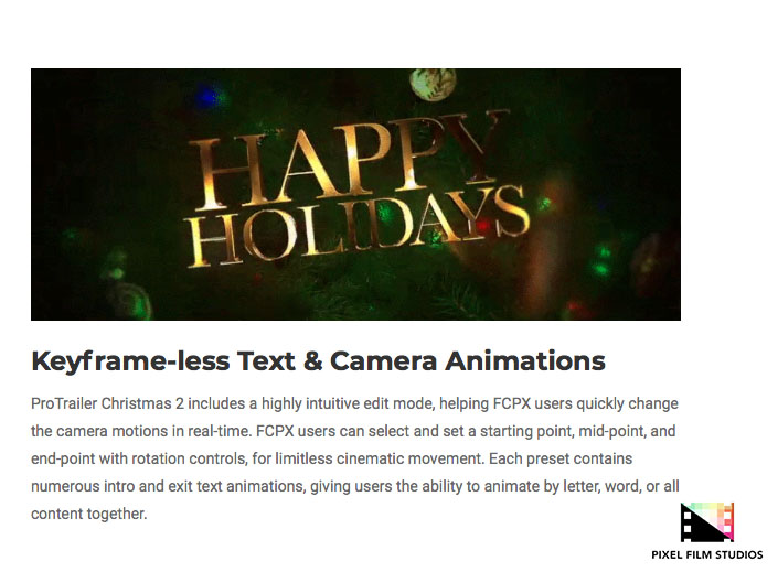 Pixel Film Studios - ProTrailer Christmas - FCPX Plugins