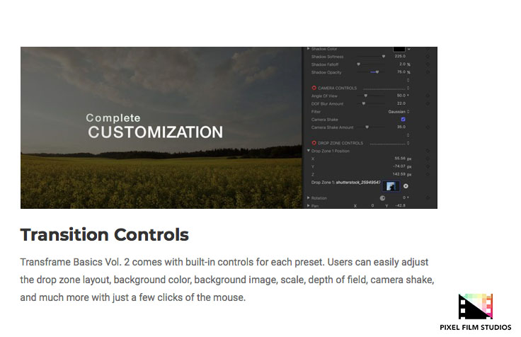 Pixel Film Studios - TransFrame Basics Volume 2 - FCPX Plugins