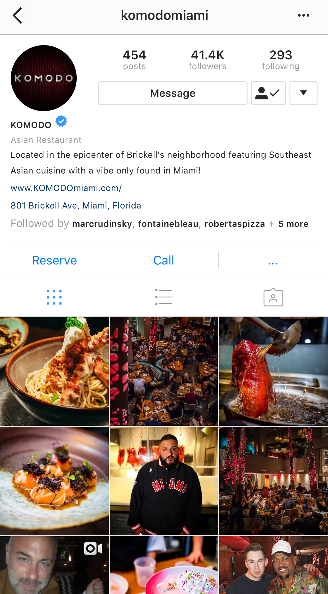 Komodo Instagram Reservations Flow