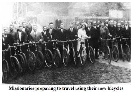 Missionaries Preparing to Spread the Gospel on Their New Bikes