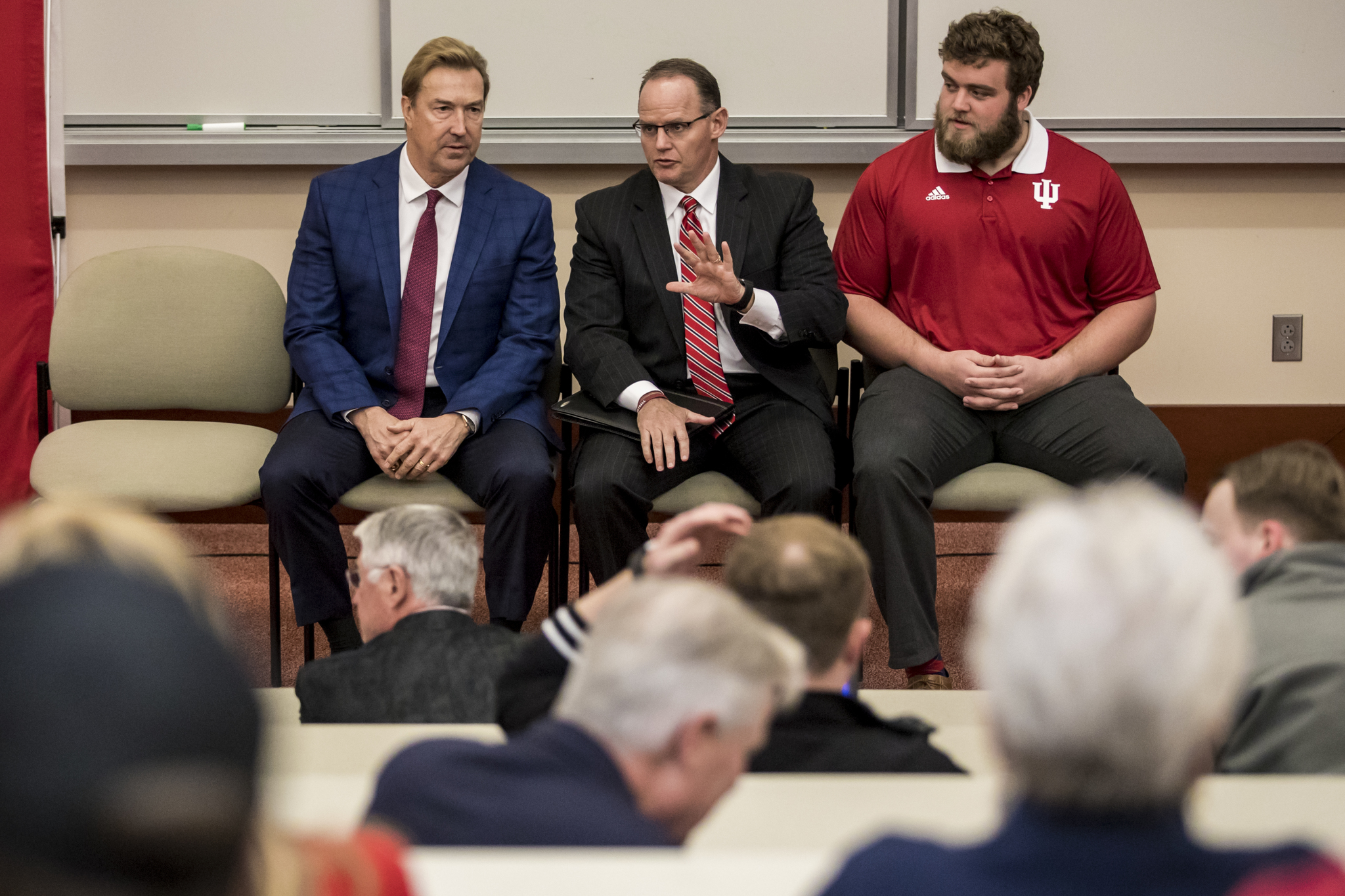 Terry Tallen, Indiana University Head Football Coach Tom Allen and Wes Martin, recipient of the 2017-18 Terry Tallen Football Leadership Scholarship.