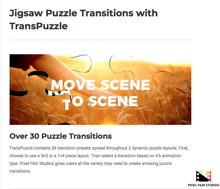 Pixel Film Studios - TransPuzzle - FCPX Plugins
