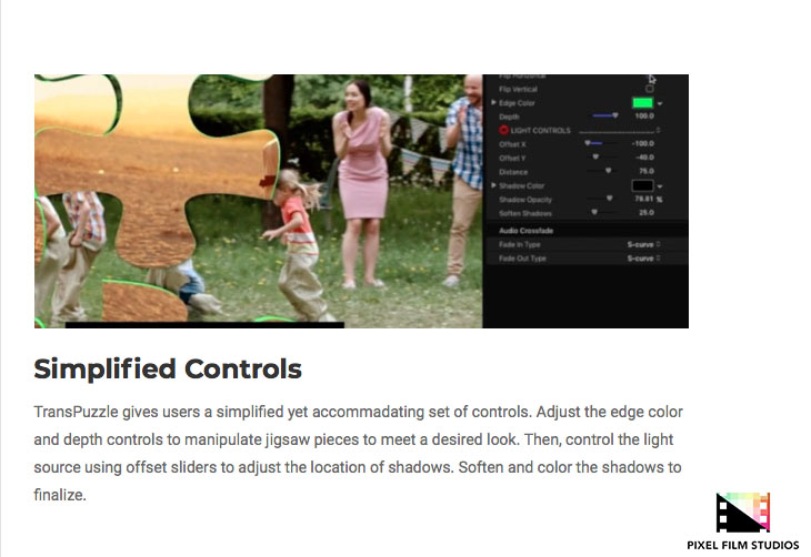 Pixel Film Studios - TransPuzzle - FCPX Plugins